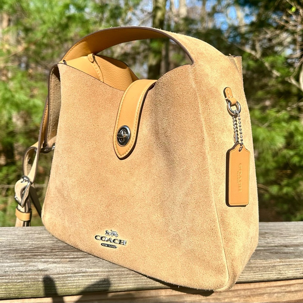 Coach Suede Shoulder Bag in Tan - Picture 4 of 10